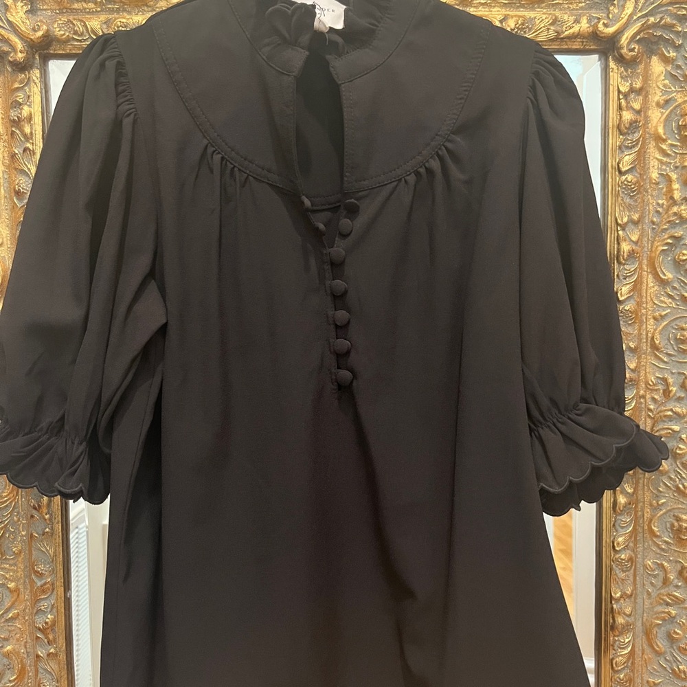 Pomander Place Black Puff Sleeve Blouse